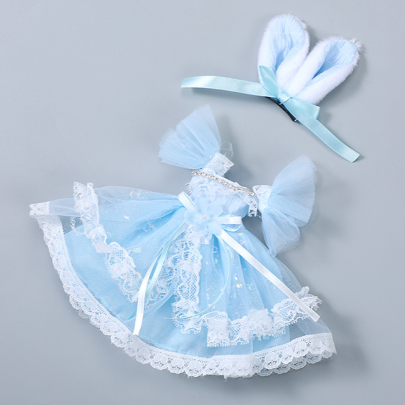 Rabbit ear blue short-sleeved skirt