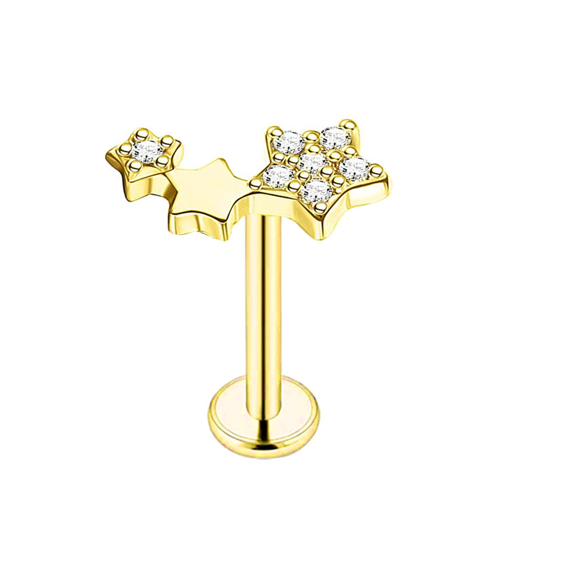 Gold T-rod lip stud 1.2X8mm