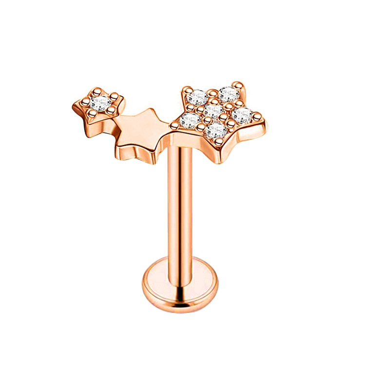 Rose gold  T-rod lip stud 1.2X8mm