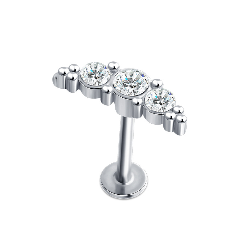 Silver  T-rod lip stud 1.2x8mm