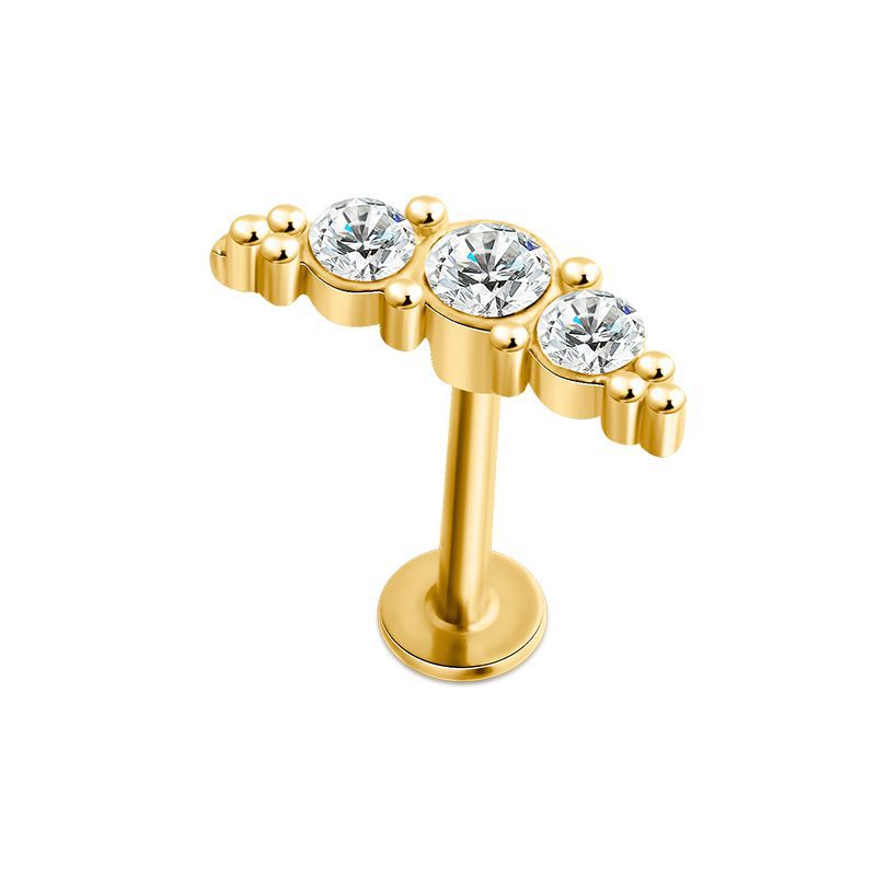 Gold T-rod lip stud 1.2x8mm