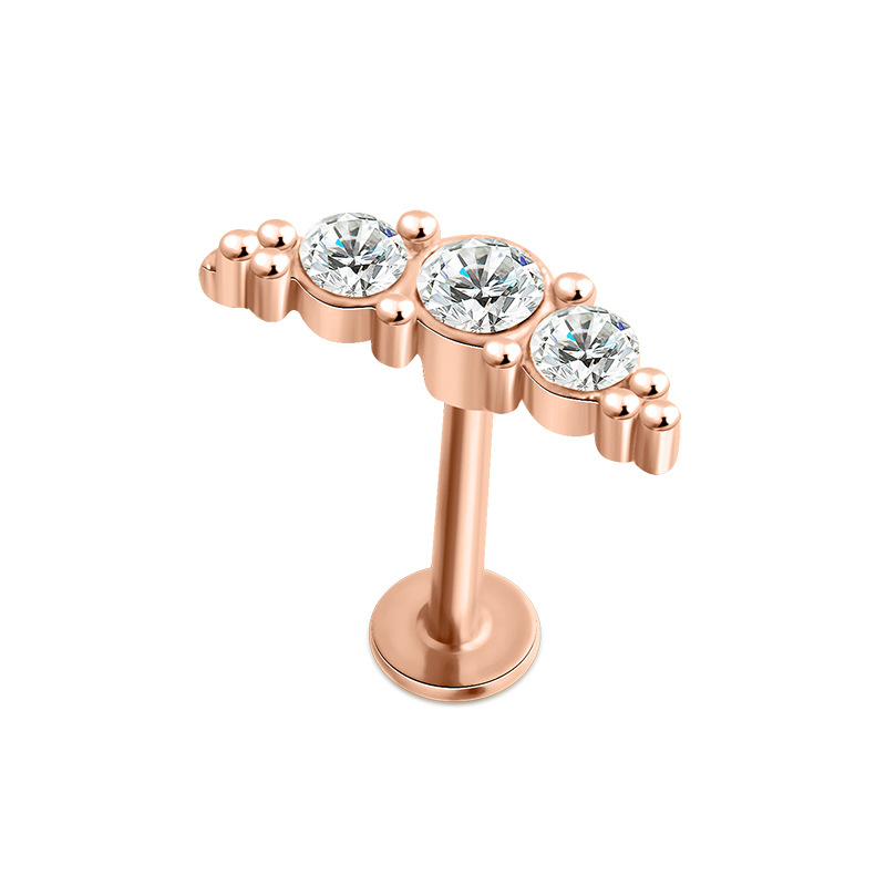 Rose gold T-rod lip stud 1.2x8mm