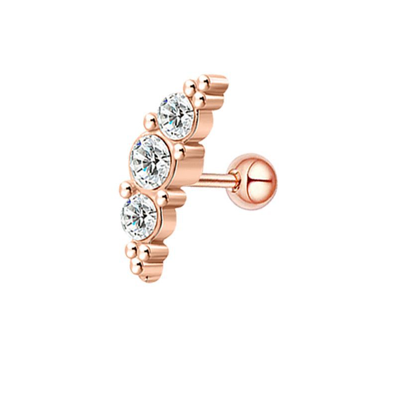 Rose gold stud earrings 1.2x6x3mm