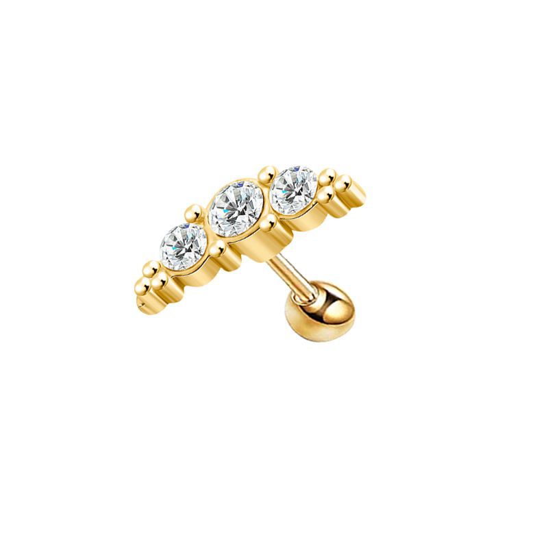 Gold stud earrings 1.2x6x3mm