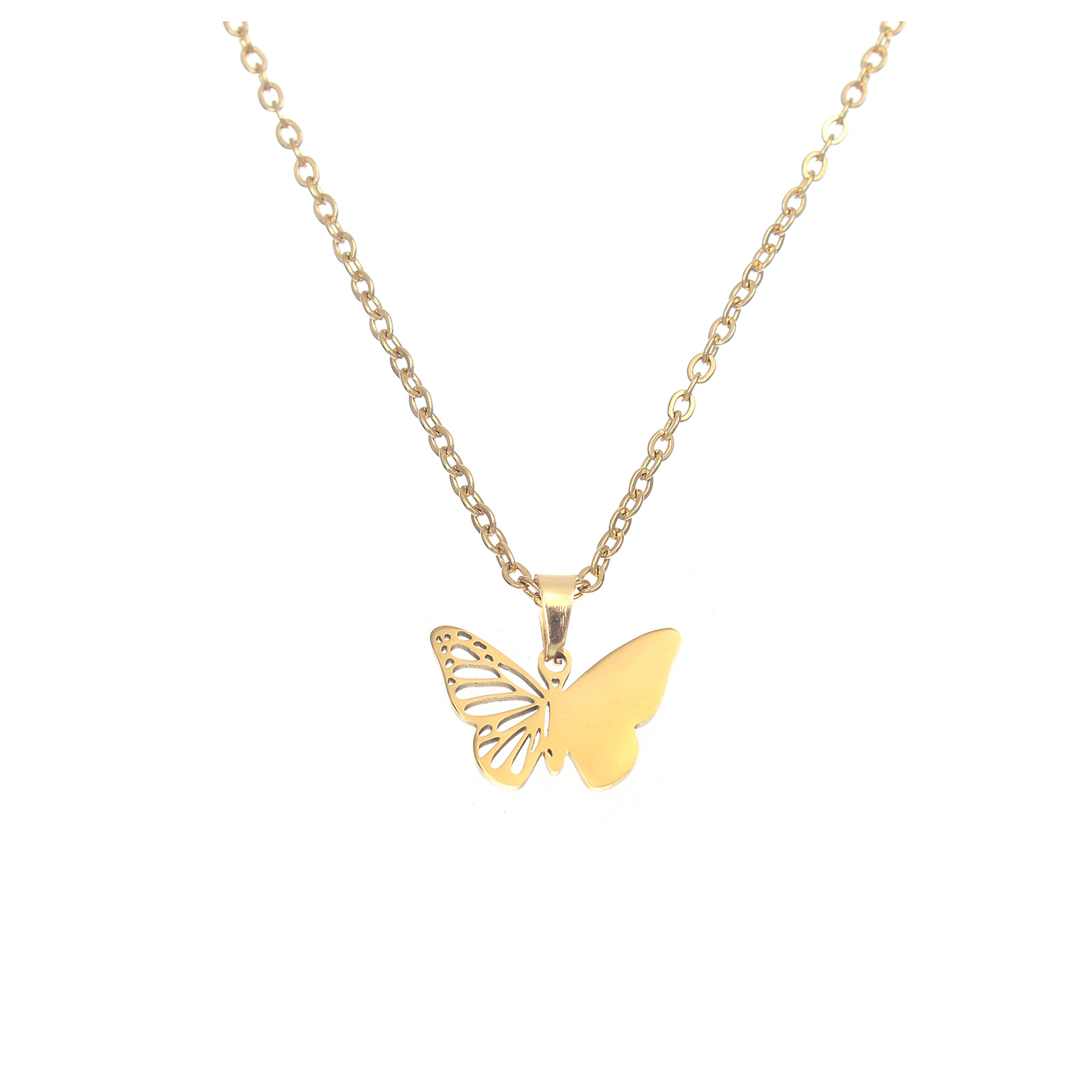 Gold butterfly no lettering necklace