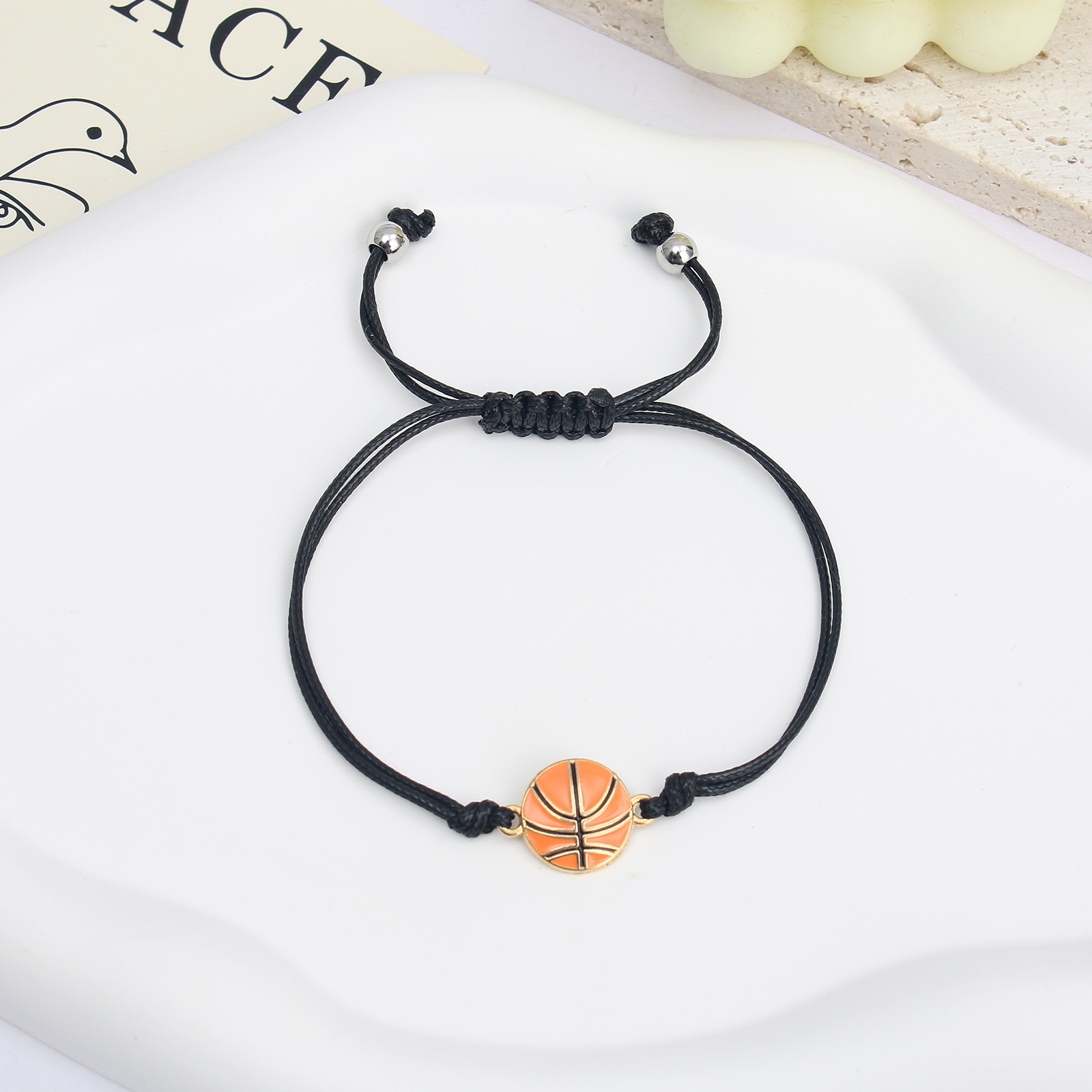 Wax string basketball bracelet