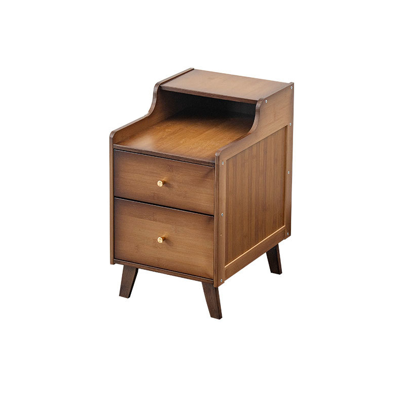 Walnut Size 30 narrow nightstand - Double draw raised