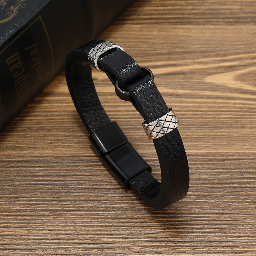 Black leather and black buckle