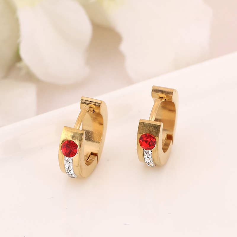 Gold red rhinestone