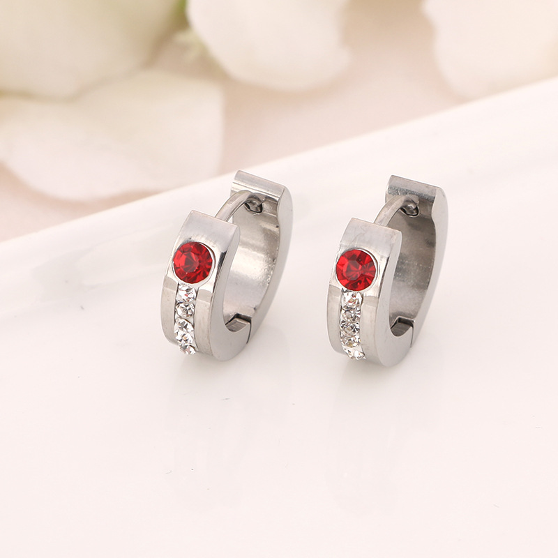 Silver red rhinestone