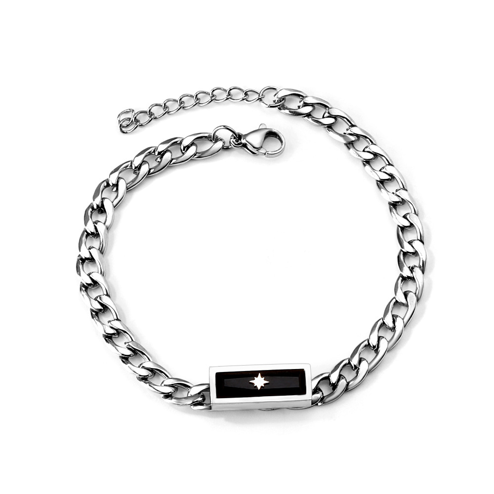 1:Rectangular black zircon star steel color