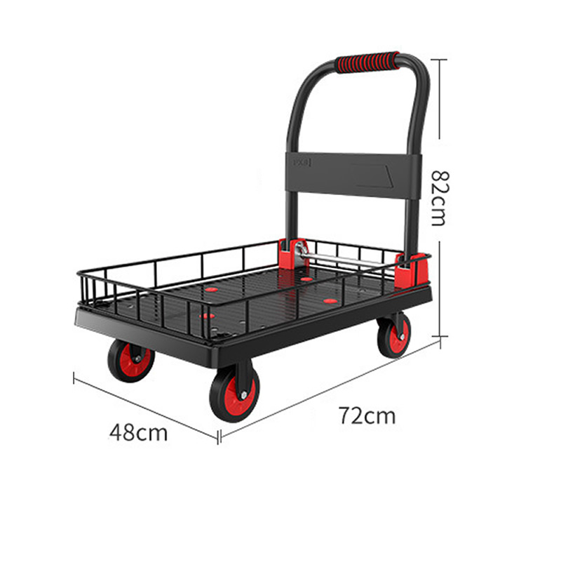 Black thickened 72 * 48 low fence car 4 inch brake TPR wheel