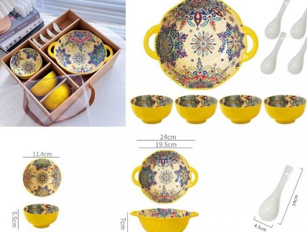 Yellow Soup Bowl 9-piece set