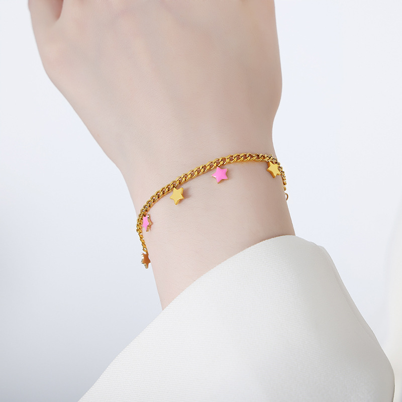 4:E435-powder drop oil gold bracelet