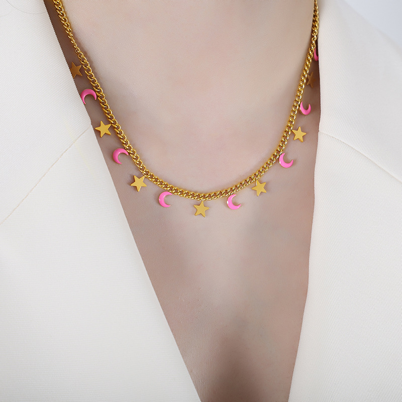 7:P1498-powder drop oil gold necklace