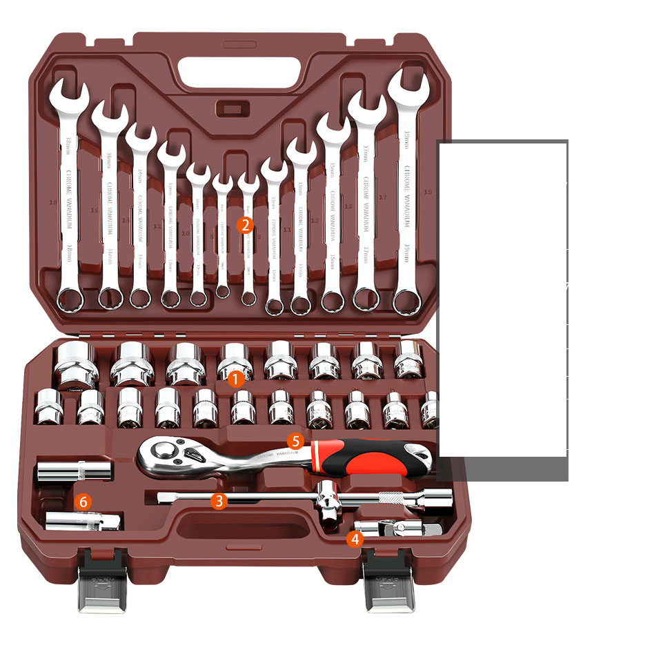 Zinc alloy 72 teeth bend handle professional 37 sets