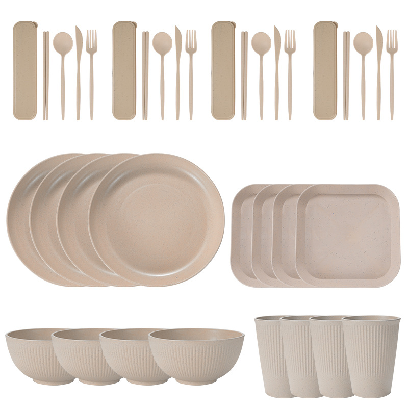 Beige 36 PCs/set with square dish