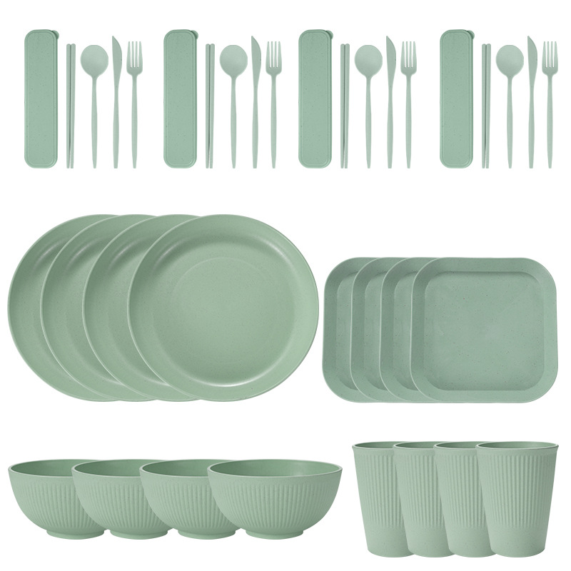 green 36 PCs/set with square dish