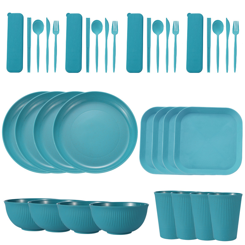 cyan 36 PCs/set with square dish