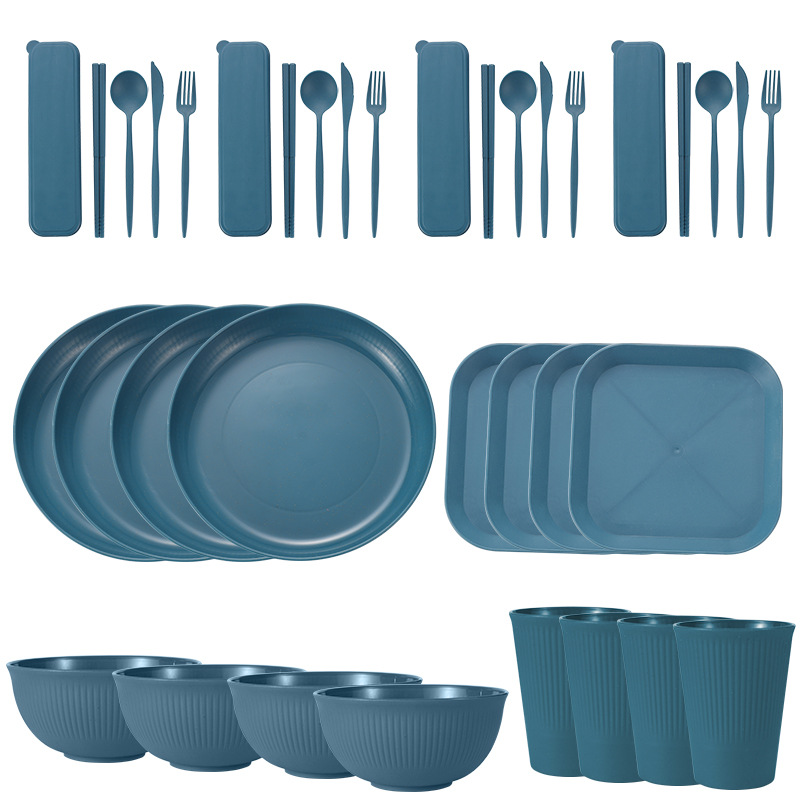 Dark blue 36 PCs/set with square dish