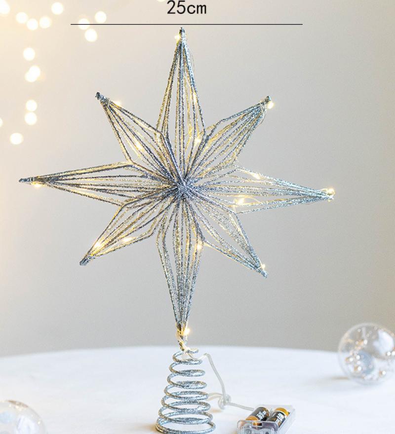 25cm silver octagonal star lamp