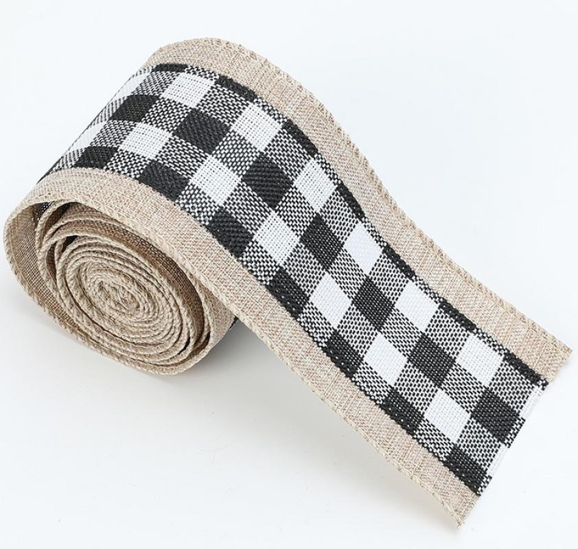 Black and white checked hemp edge/2 m