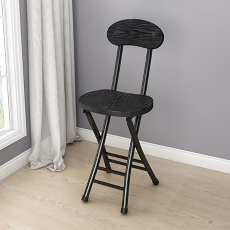 Black Wood grain, black frame reinforced large round stool