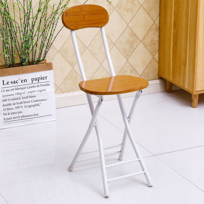 Bamboo grain, white frame reinforced large round stool