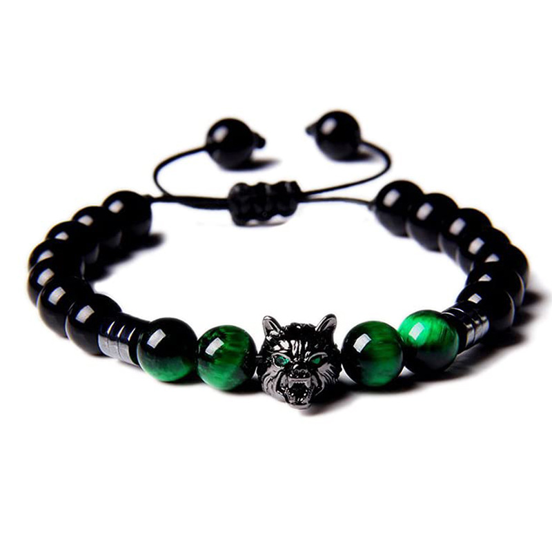 3:A-Black Obsidian and green tiger eye