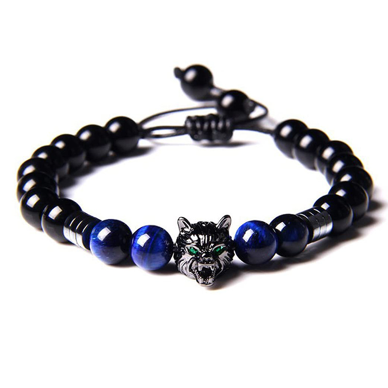 4:A-Black Obsidian and blue tiger eye