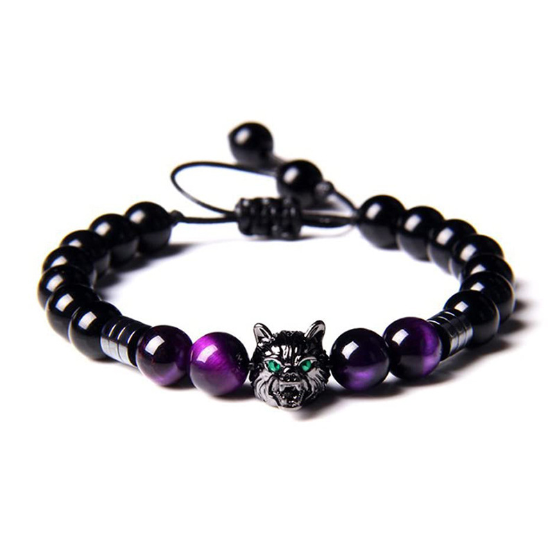 5:A-Black Obsidian and purple tiger eye