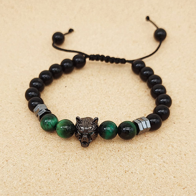 10:C-Black Obsidian and green tiger eye