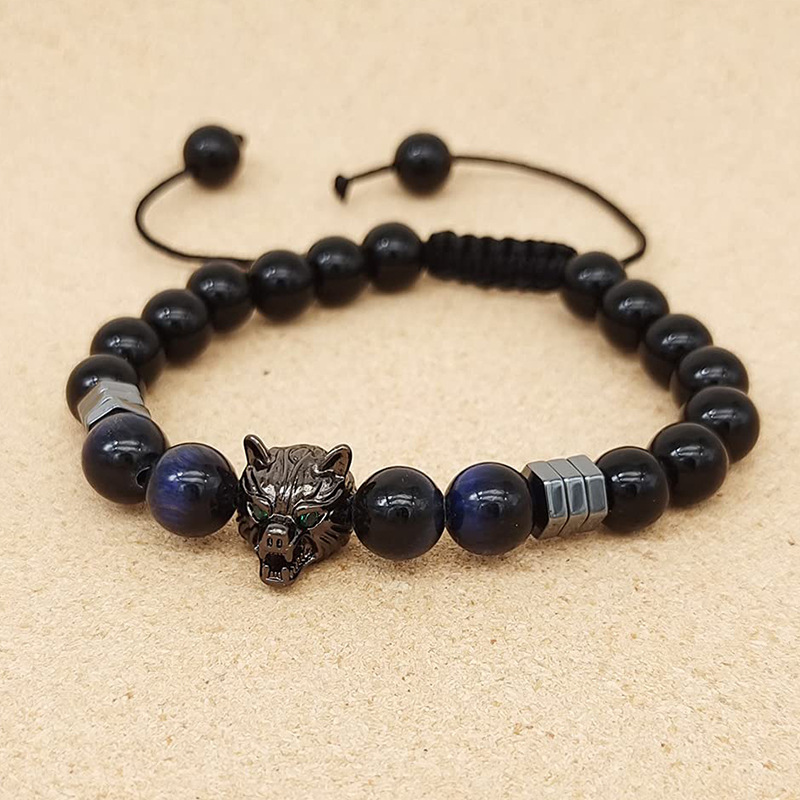 C-Black Obsidian and blue tiger eye