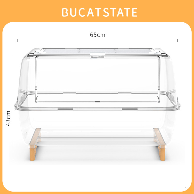 65 Fully transparent bare cage with wooden feet