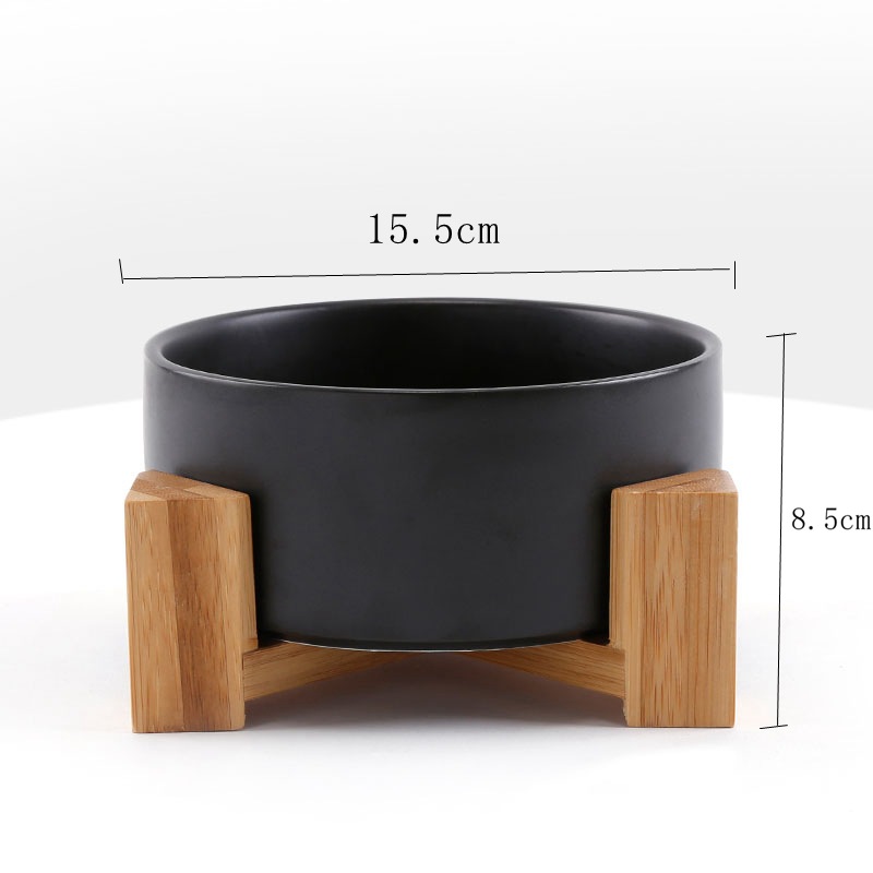 Black round bowl bamboo wooden frame