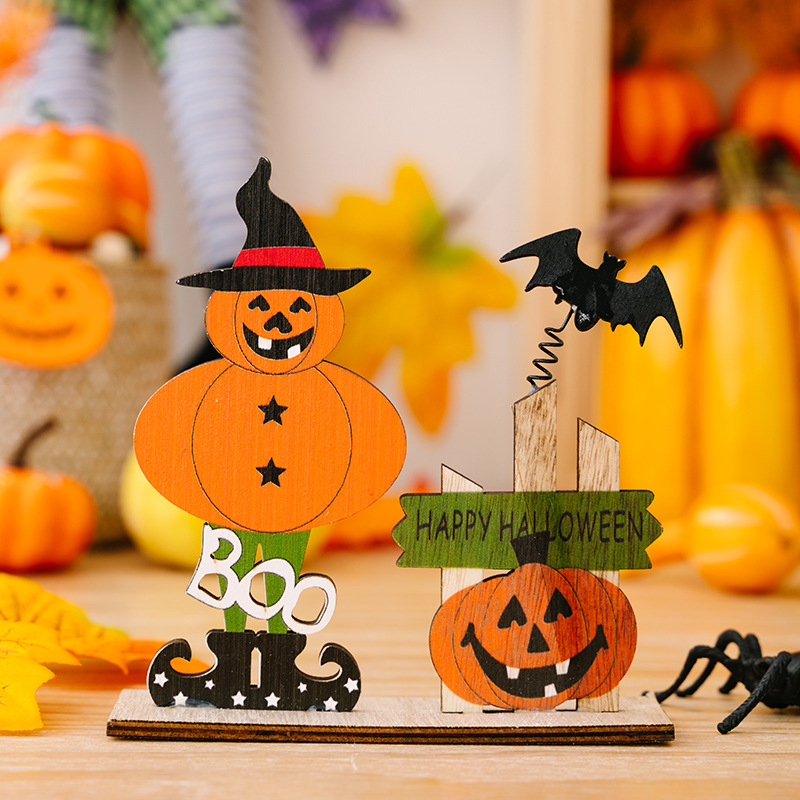 Halloween wooden decoration spring pumpkin