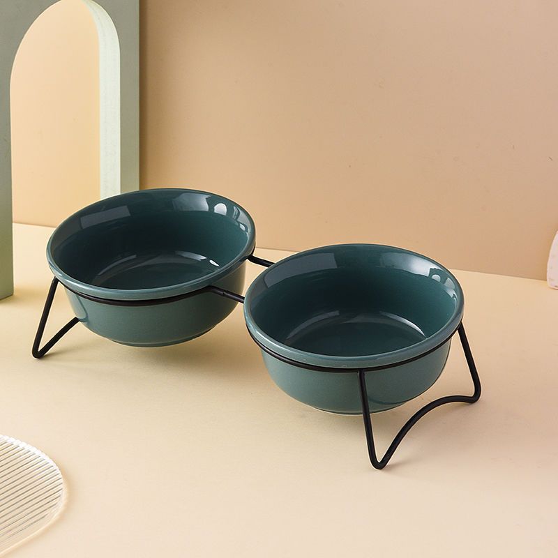 Lake blue double bowl double hole black bracket