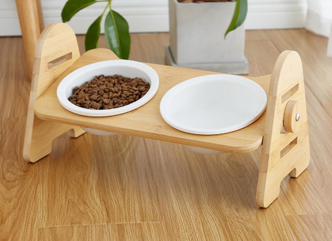 Bamboo frame double bowl set