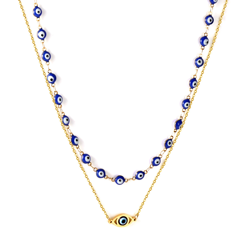 1:Blue eye pendant double waist chain