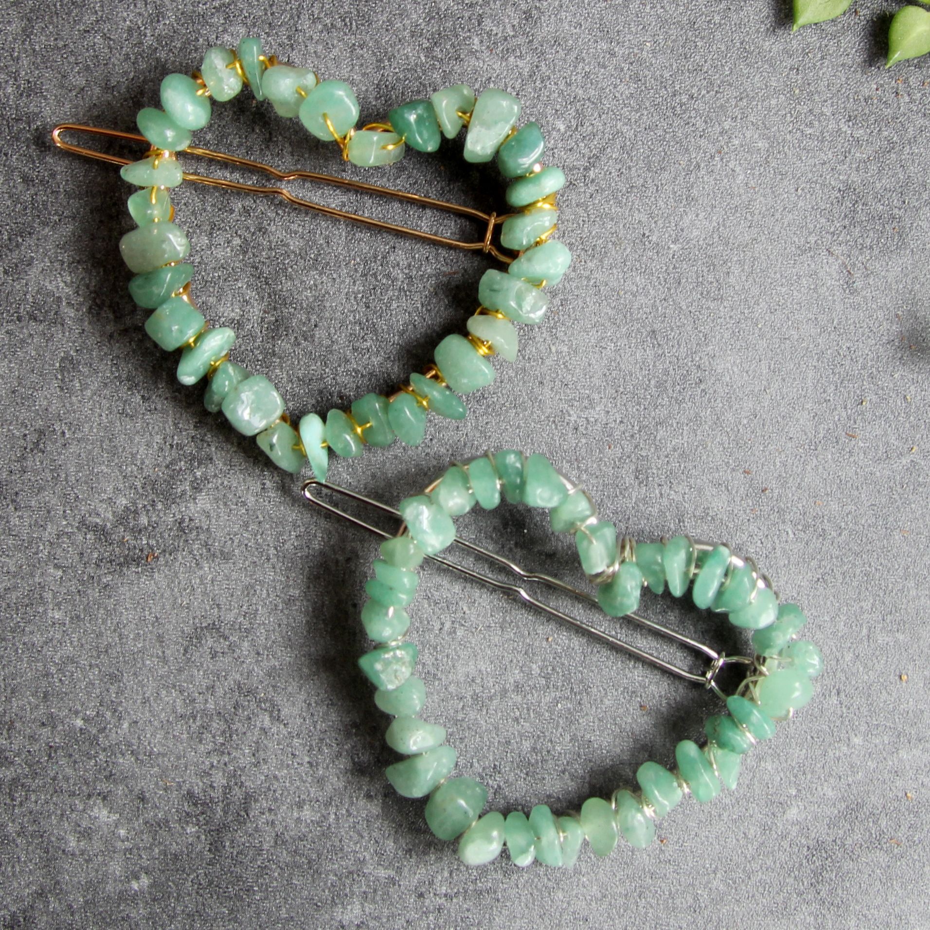 Green Aventurine Gold heart