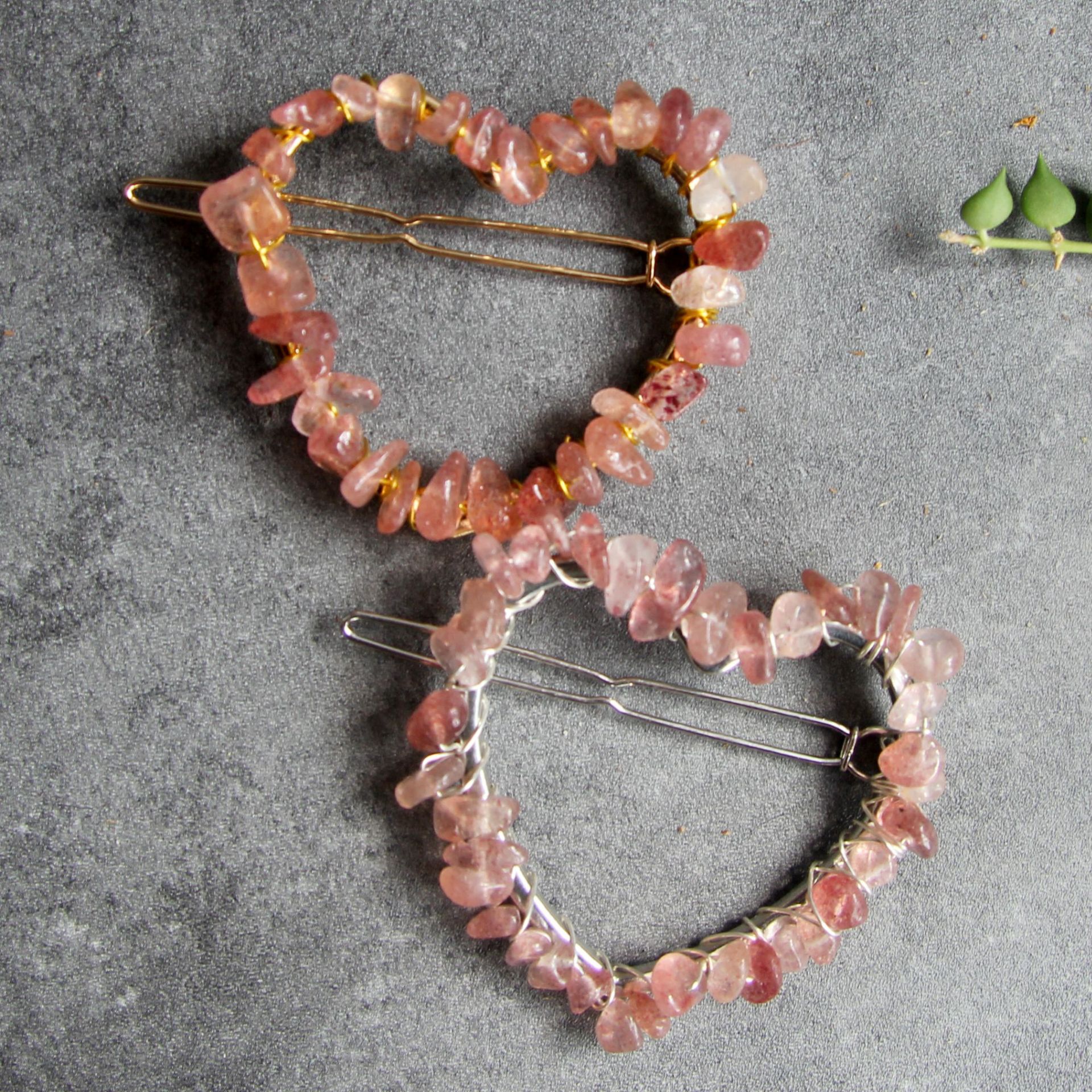 Strawberry Quartz Gold heart