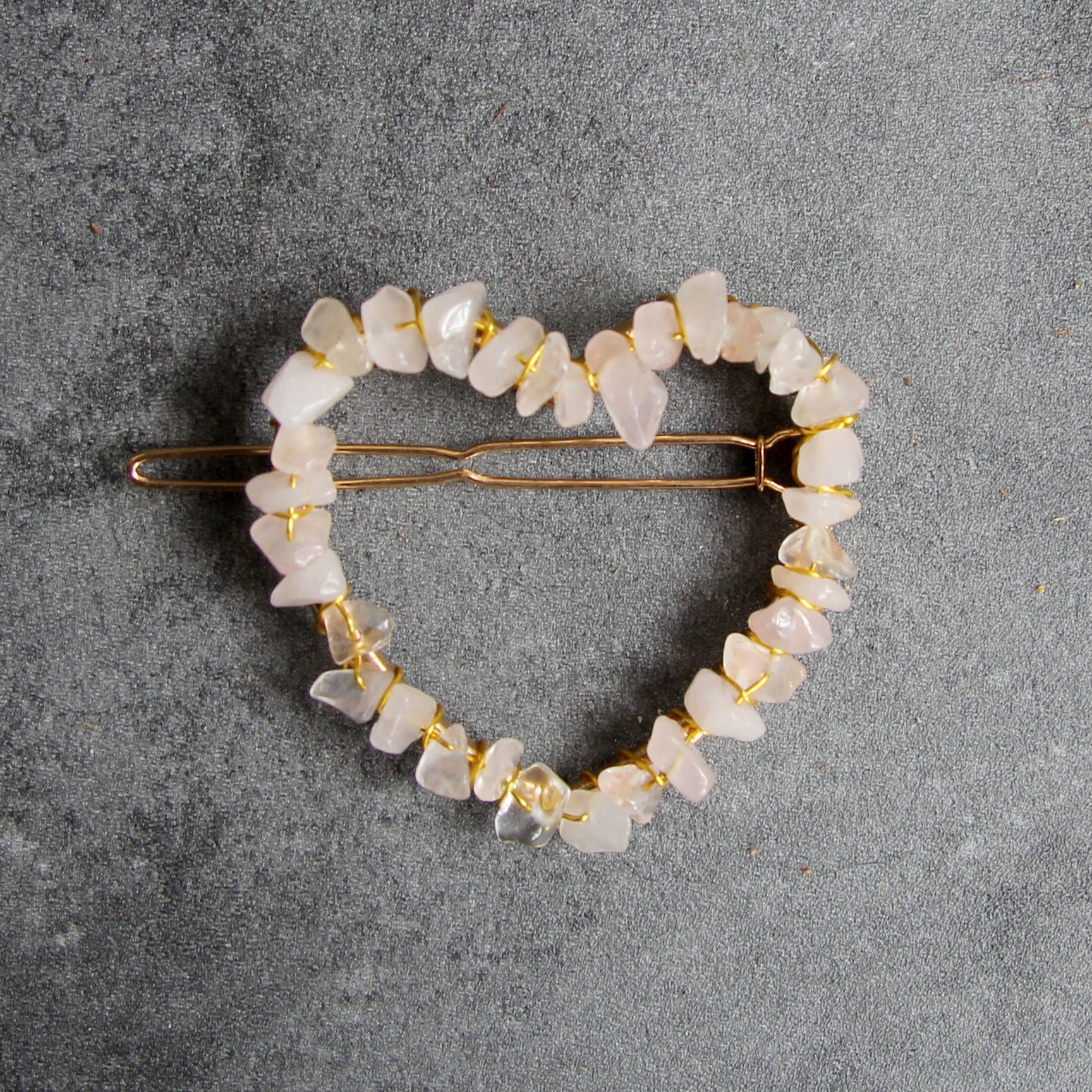 Rose Quartz Gold heart