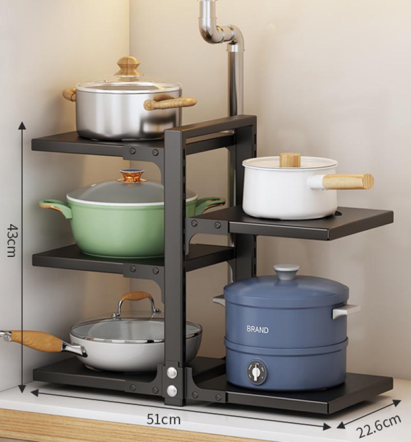 Black bilateral 3 layer 2 layer bottom pot rack