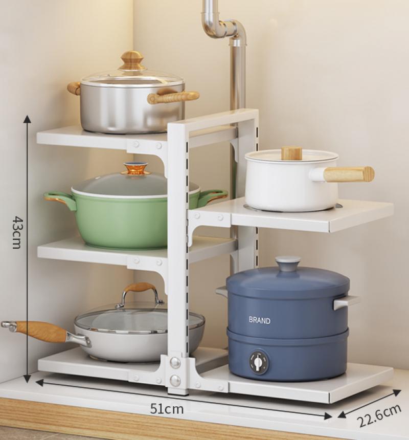 White bilateral 3 layer 2 layer bottom pot rack