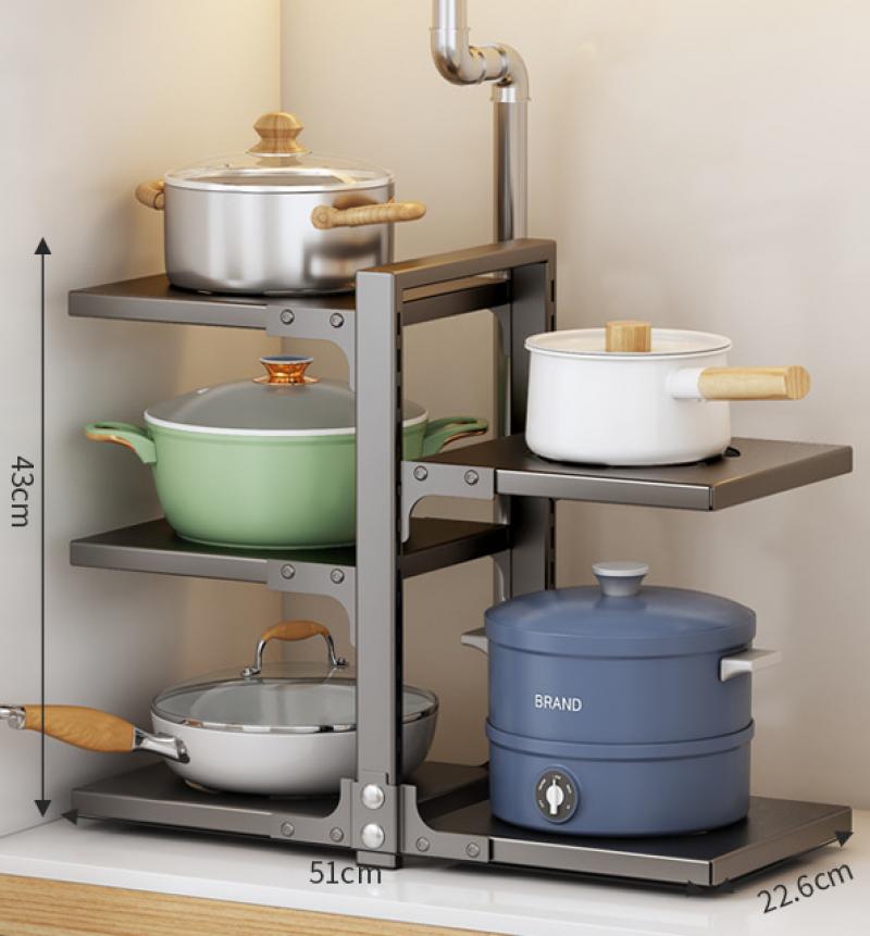 Gray bilateral 3 layer 2 layer bottom pot rack