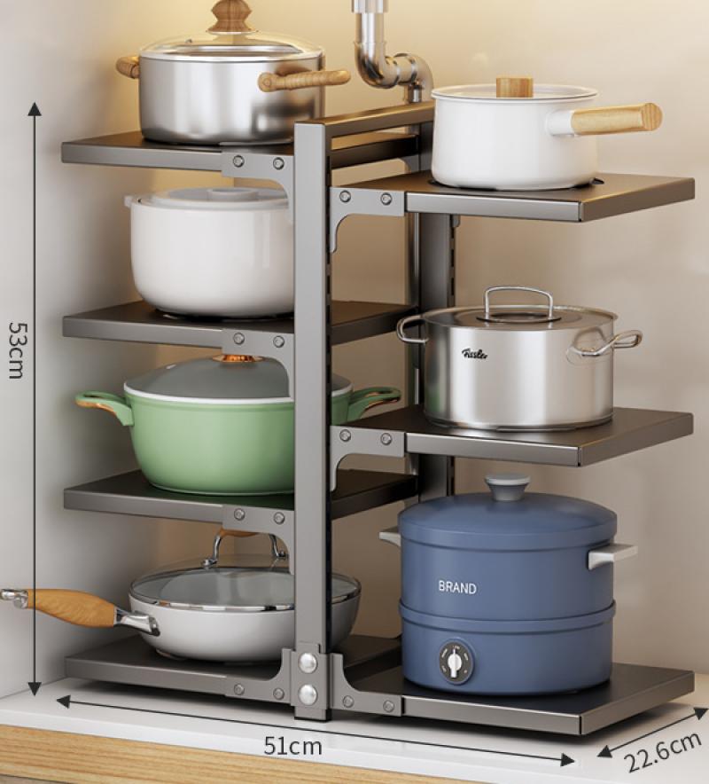 Gray bilateral 3 layer 4 layer bottom pot rack