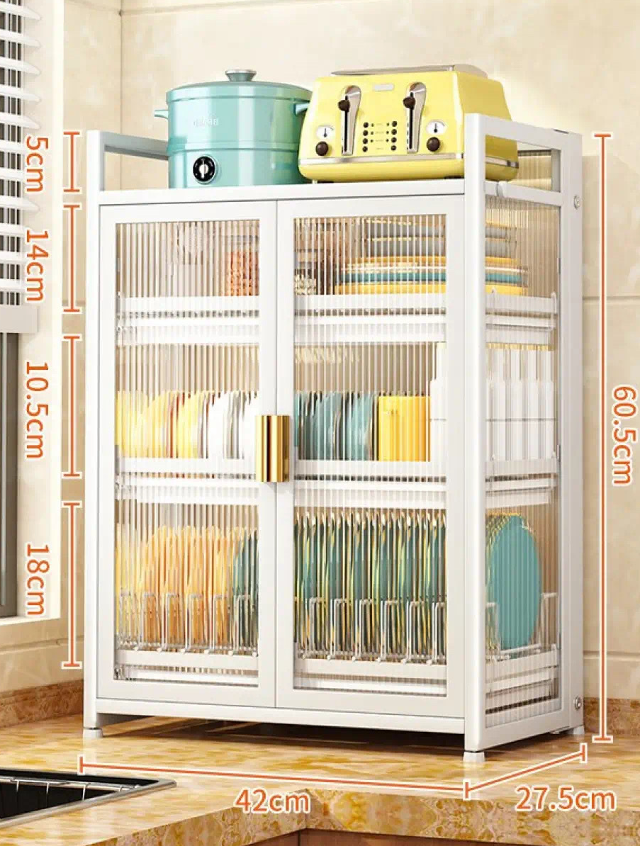 Three-layer white * folding cabinet