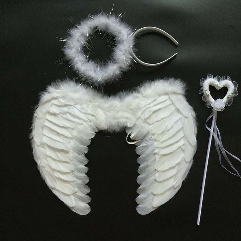 Small 45x35cm white Angel three-piece set