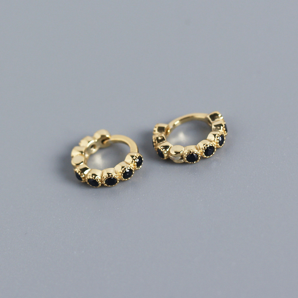 Yellow gold black diamond 5.5mm