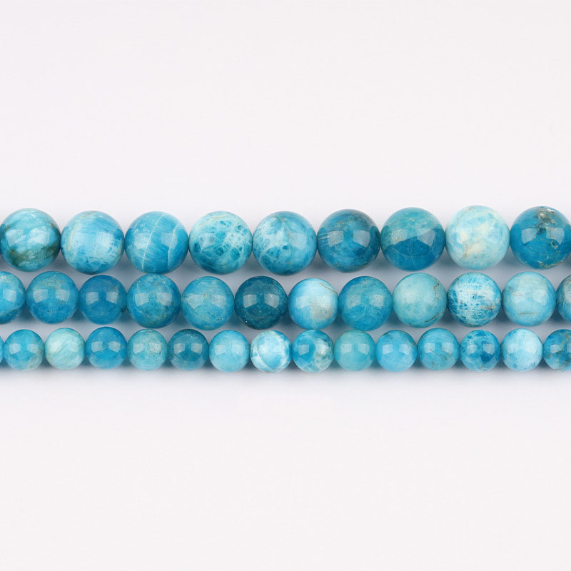 5A blue apatites,6mm≈63 pieces/strand